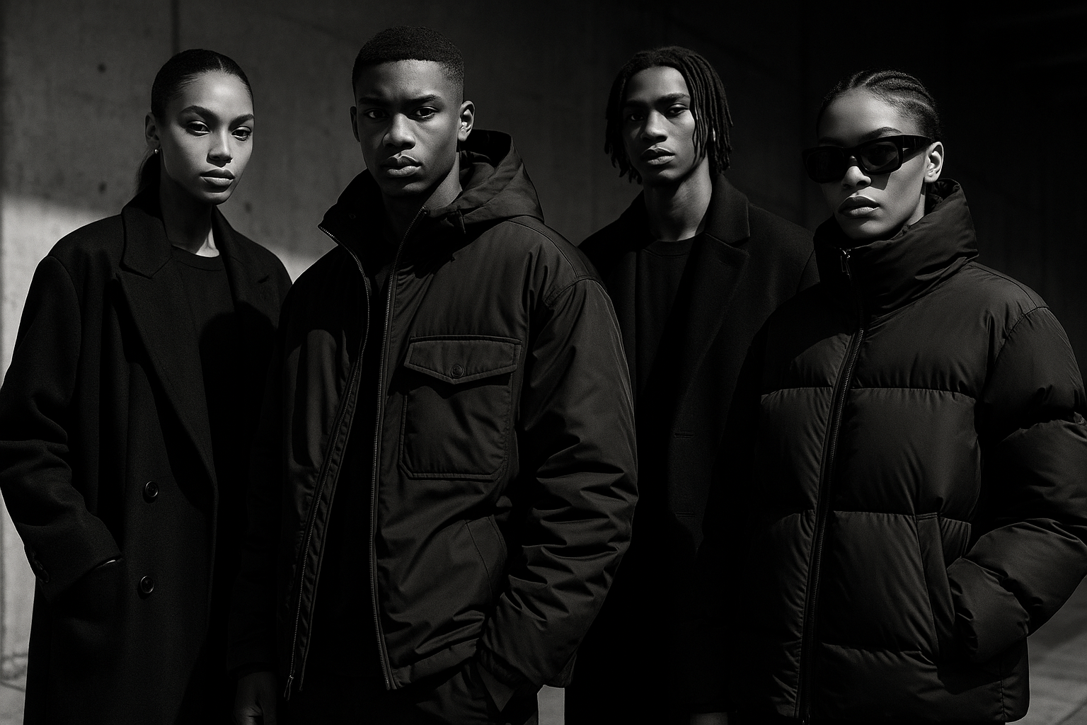 Models in stylischen Streetwear-Mänteln