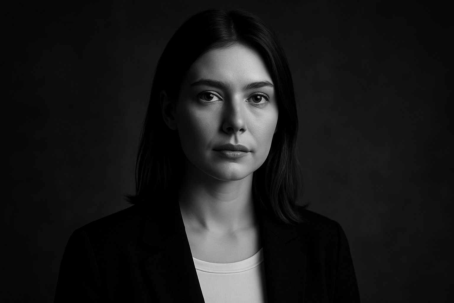 Professional portrait of a woman in black and white